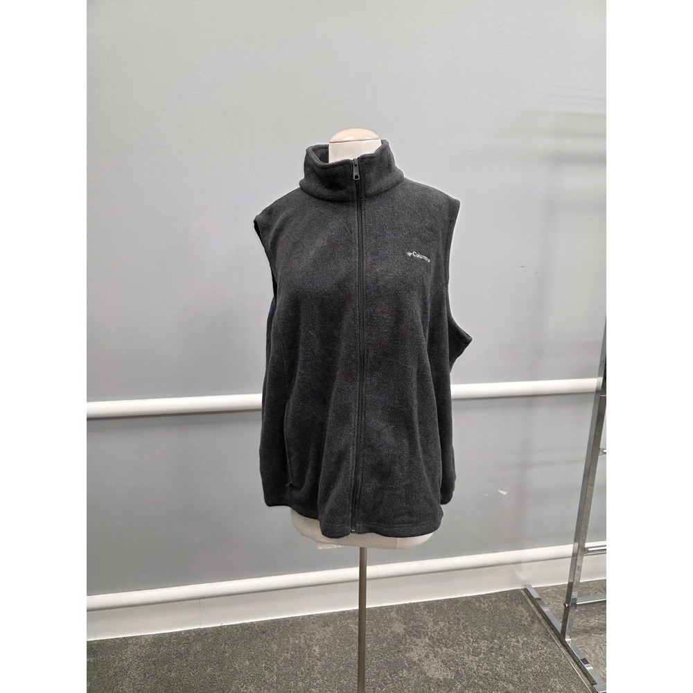 Columbia Fleece Vest Full Zip Mock Neck Dark Gray Women's 3X